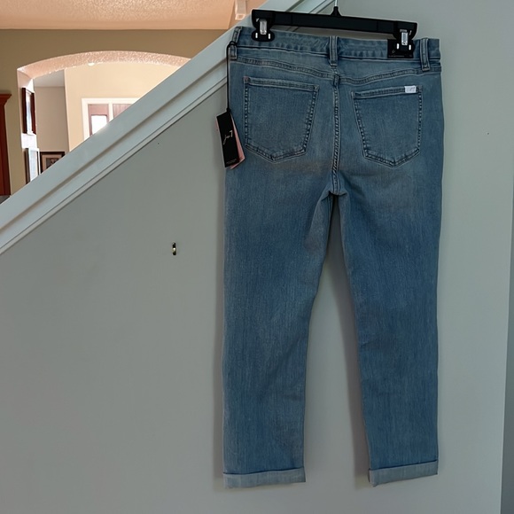 JEN7 by 7 for All Mankind Destruction Detail Roll Up Hem Slim Boyfriend Jeans - Picture 6 of 15